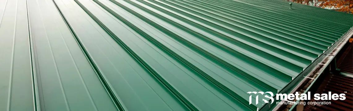 Green standing-seam metal roof panels